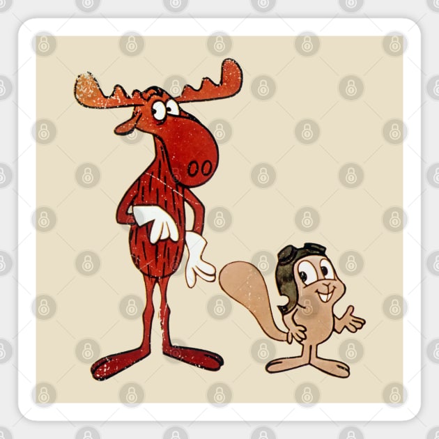 Rocky and Bullwinkle - Authentic Style Distressed Magnet by offsetvinylfilm